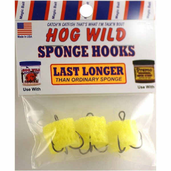 Magic Catfish Bait Treble Hog Wild Sponge Hooks - Size 6, 3PK MAGIC-SH6